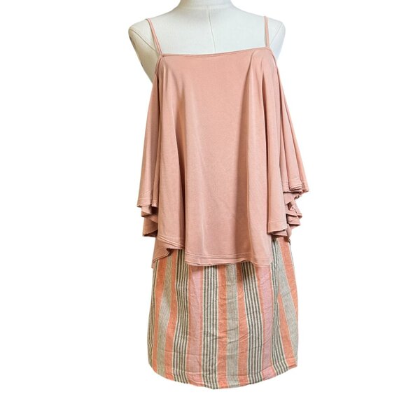 Free People Blush Pink Cold Shoulder Flow Top Size M - Picture 3 of 10